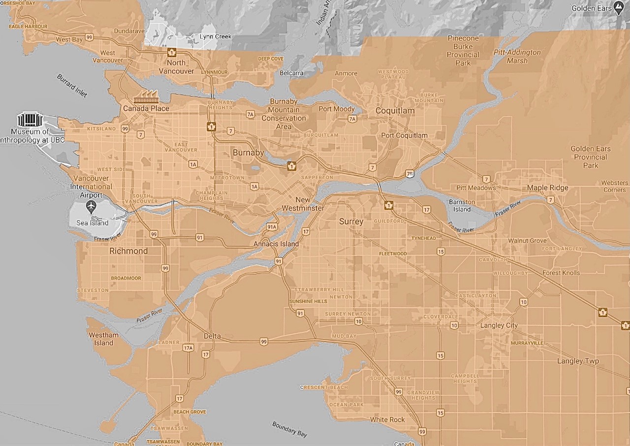 Biiibo delivery zones Vancouver